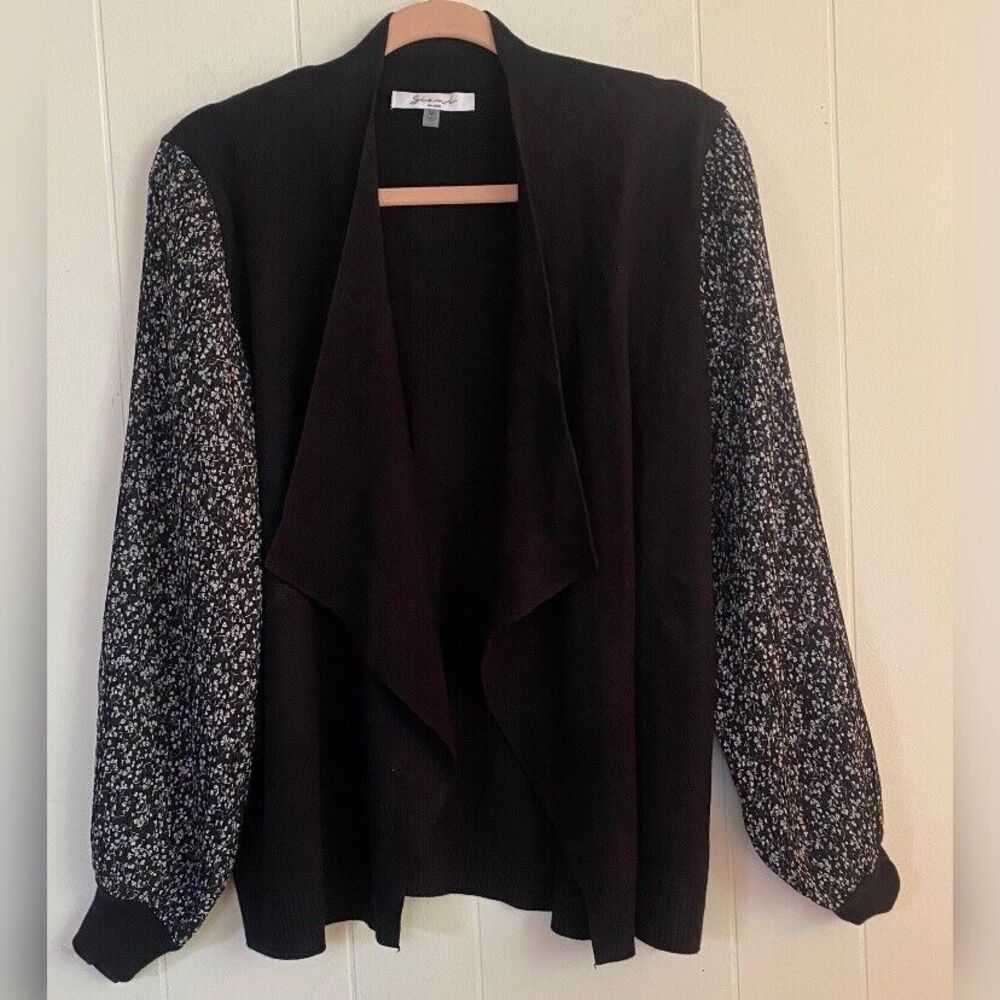 Sioni Milano Sweater Women’s Medium Black Cardigan Balloon Sleeves